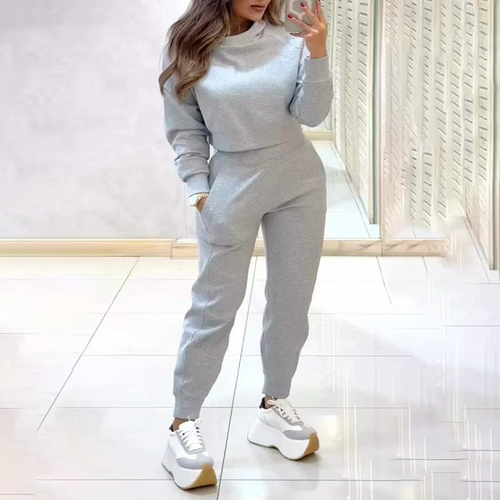 Women's Two-Piece Cropped Sweatshirt &amp; Jogger Set