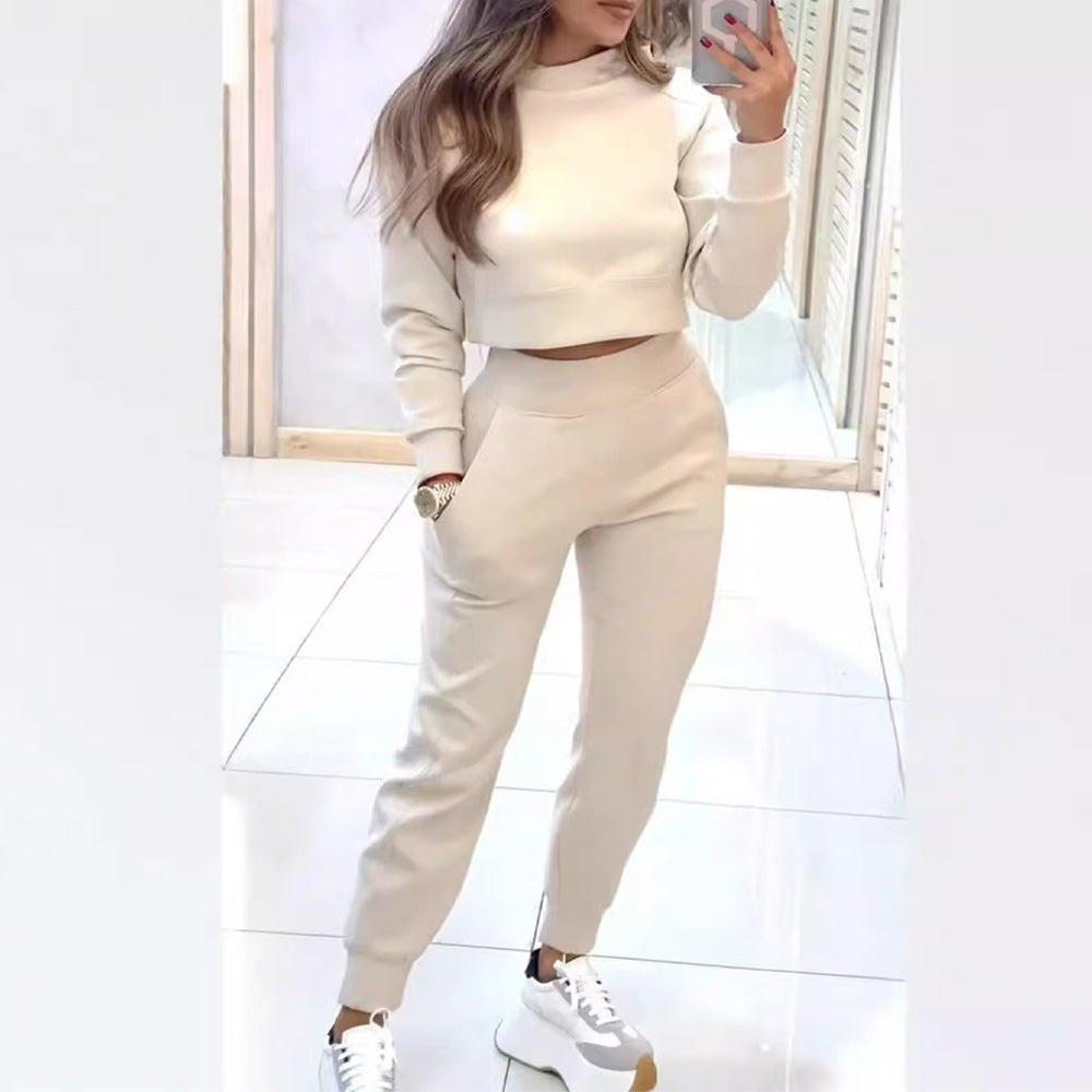 Women's Two-Piece Cropped Sweatshirt &amp; Jogger Set